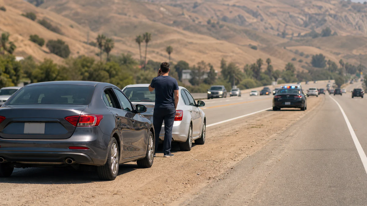 California freeway car accident emergency response