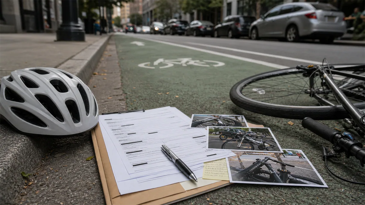 Documentary-style bicycle accidents scene for "Bicycle Accident Insurance Claims: Who Pays When You Ride".