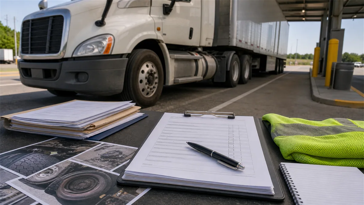 Documentary-style truck accidents scene for "FMCSA Violations Explained: Steps, Evidence, and Mistakes".