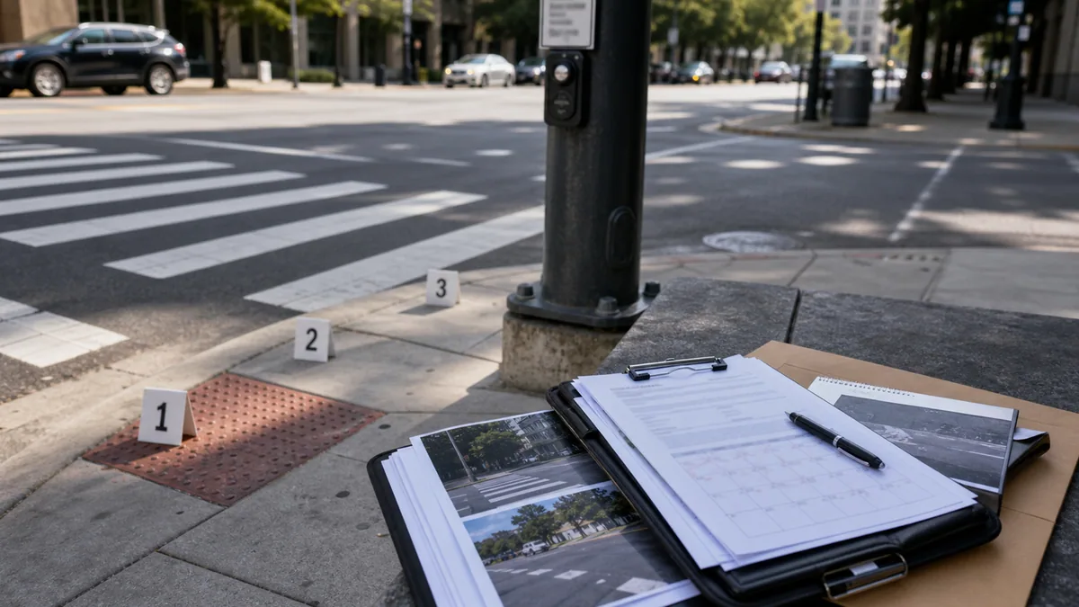 Documentary-style pedestrian accidents scene for "Pedestrian Accident Statute of Limitations".