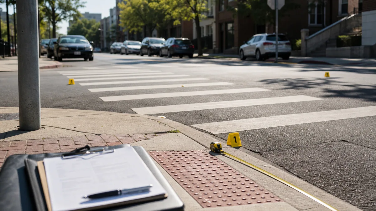 Documentary-style pedestrian accidents scene for "Pedestrian Accident Wrongful Death Claims".