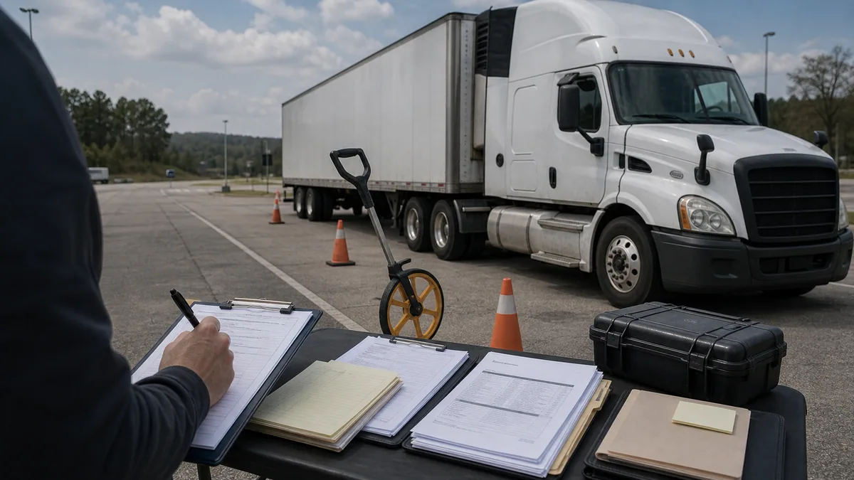 Documentary-style truck accidents scene for "Truck Hours-of-Service Violation Claims".