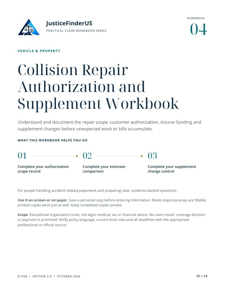 Collision Repair Authorization and Supplement Workbook cover