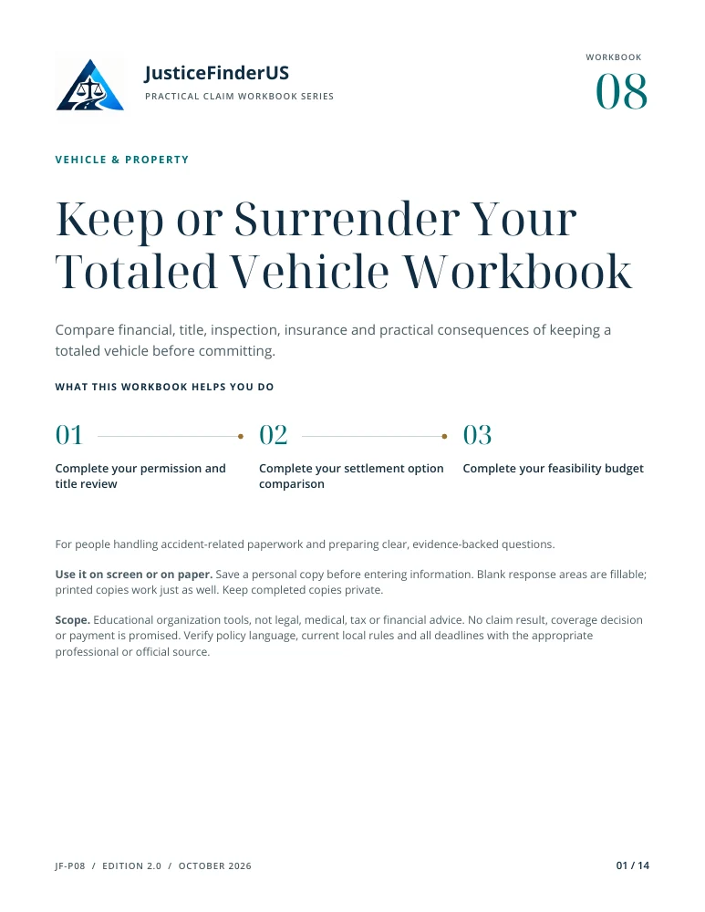 Keep or Surrender Your Totaled Vehicle Workbook cover